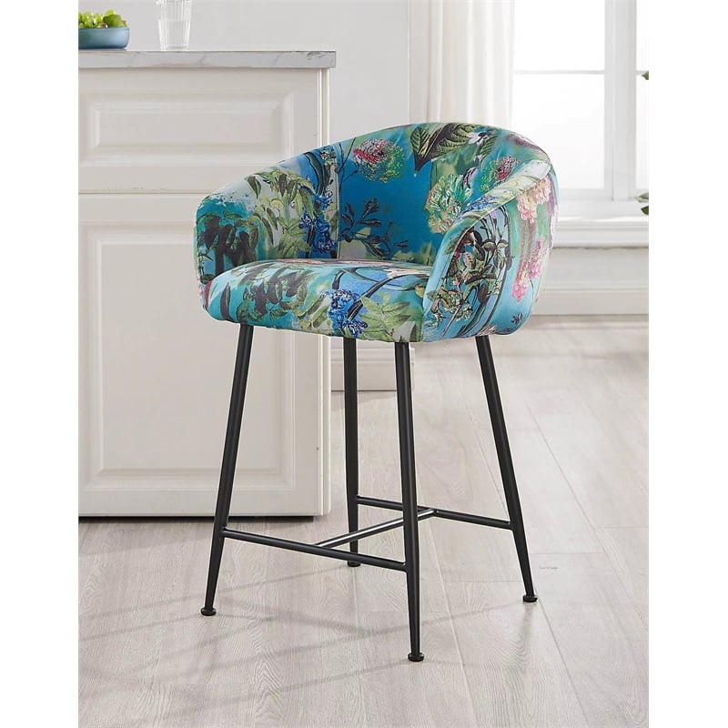 Roxann - Modern Counter Stool in Funky Velvet