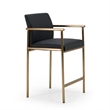 Custer - Modern Black Vegan Leather & Brass Counter Chair