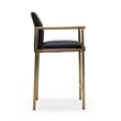 Custer - Modern Black Vegan Leather & Brass Counter Chair