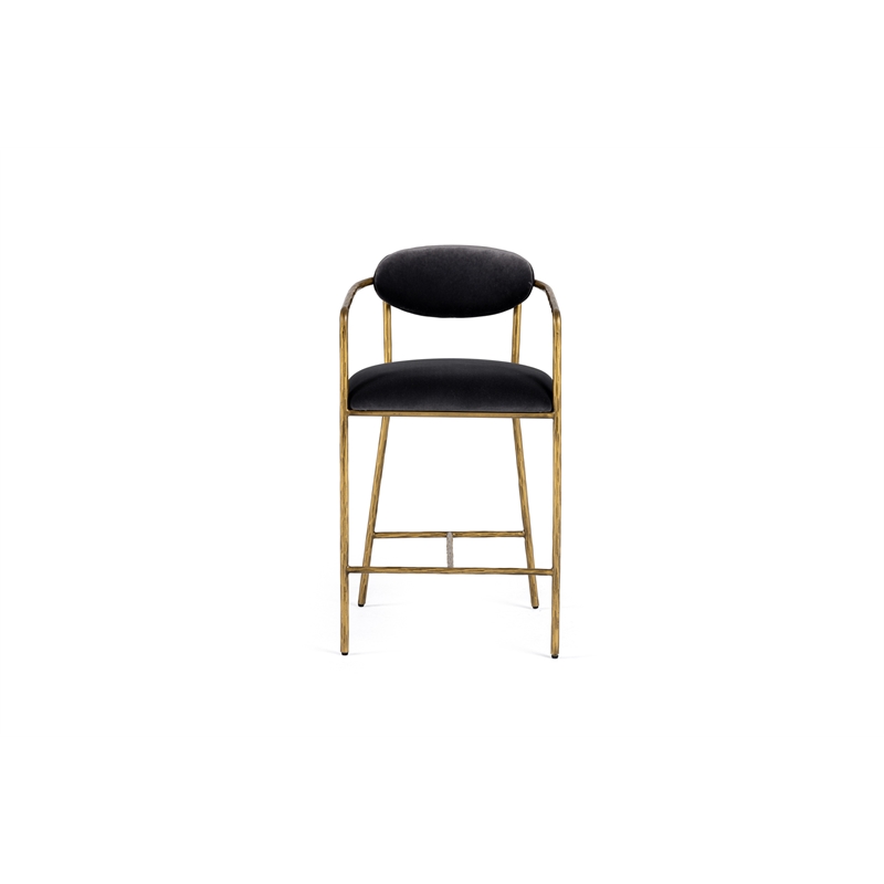 Baird - Modern Grey Velvet & Brass Counter Chair