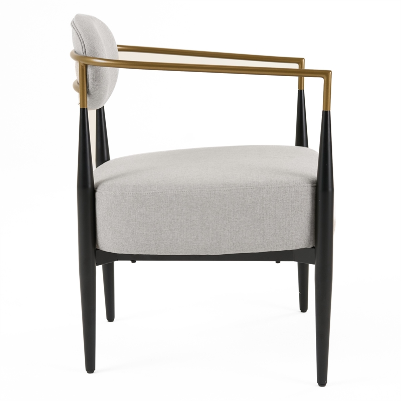 Liberty - Modern Light Grey Fabric & Black & Gold Accent Chair