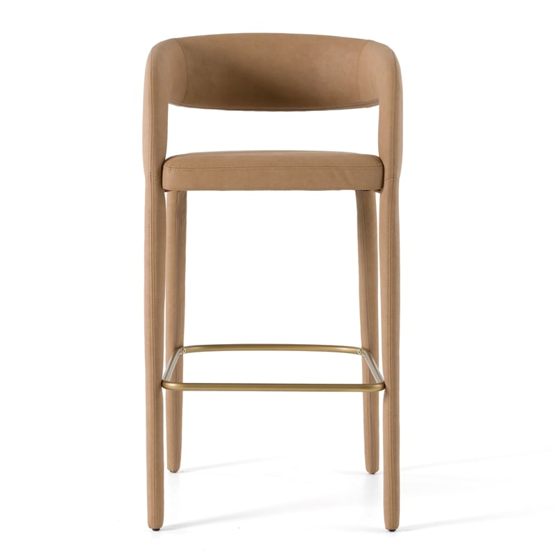 Faerron - Modern Tan Leatherette Bar Chair