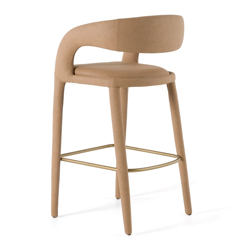 Faerron - Modern Tan Leatherette Bar Chair