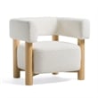 Fang - Modern White Fabric & Wood Accent Chair