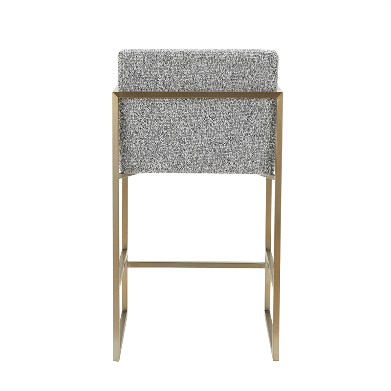 Suzanne - Modern Grey Fabric & Antique Brass Counter Chair