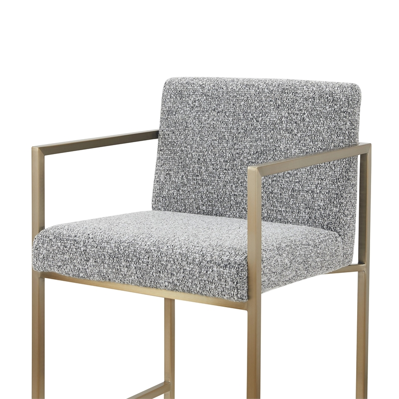 Suzanne - Modern Grey Fabric & Antique Brass Counter Chair