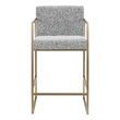 Suzanne - Modern Grey Fabric & Antique Brass Counter Chair