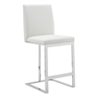 Frankie - Modern White Vegan Leather & Stainless Steel Counter Chair