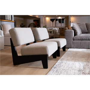Tucker - Mid-Century Modern Light Grey Fabric & Black Walnut Accent Chair