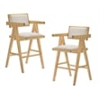 Fern - Modern Natural and Beige Counter Stool Set of 2