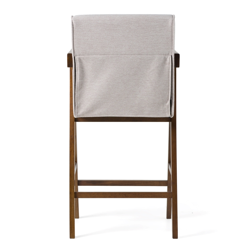 Joseline - Modern Beige Fabric & Walnut Counter Chair (Set of 2)