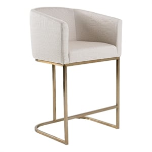 Yukon - Modern Off White Fabric & Brushed Brass Counter Chair