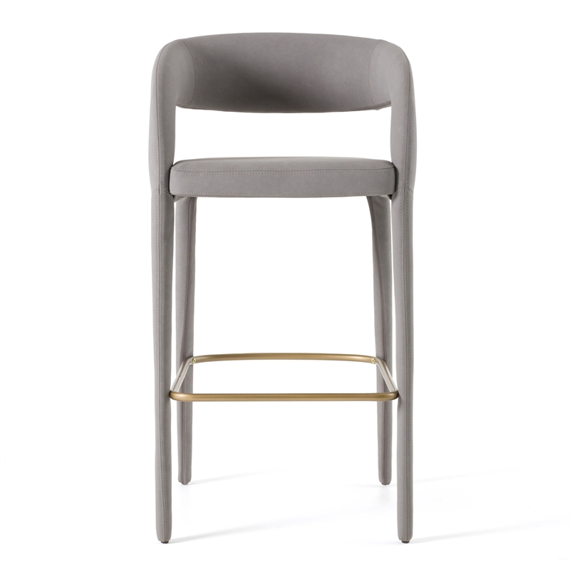Faerron - Modern Gray Leatherette Bar Chair