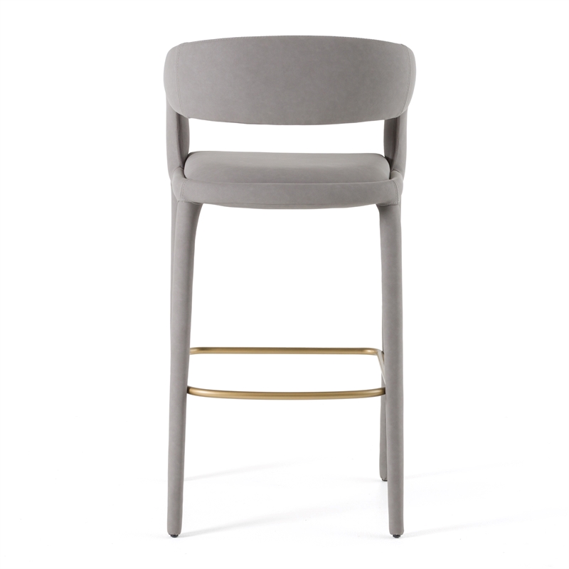 Faerron - Modern Gray Leatherette Bar Chair