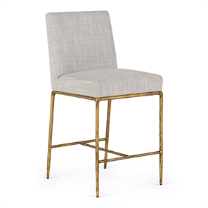 Beasley - Modern Off White Linen & Brass Counter Chair