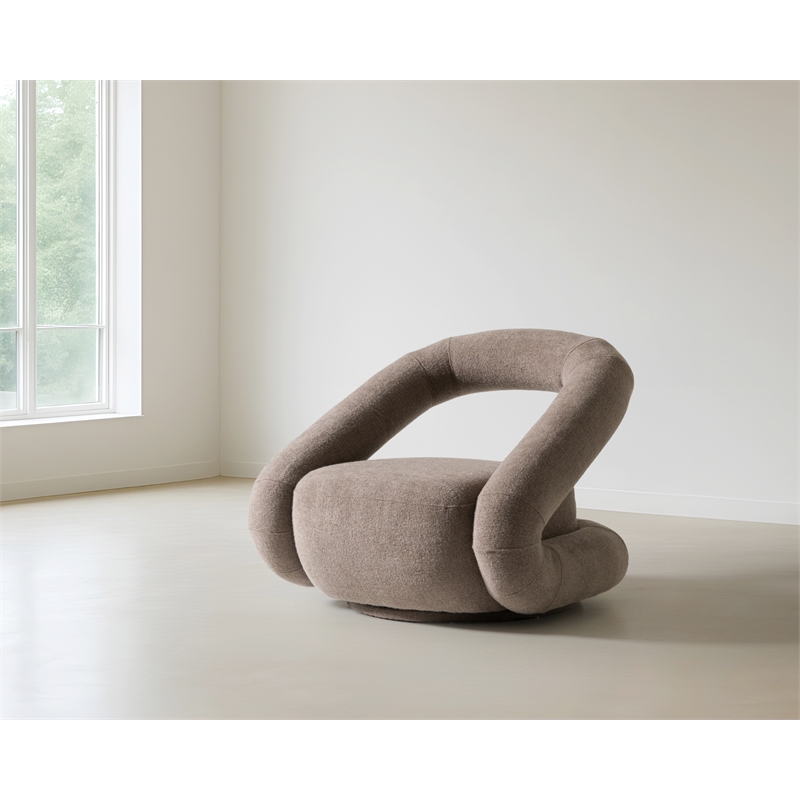 Tony - Modern Brown Fabric Swivel Accent Chair