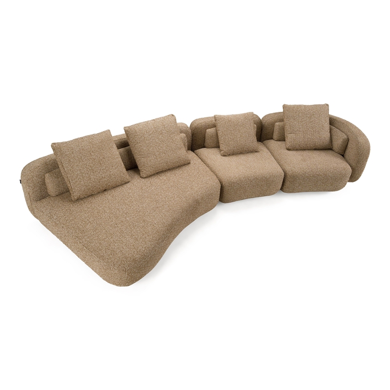 Percy - Contemporary Beige Fabric Left Facing Chaise Sectional Sofa