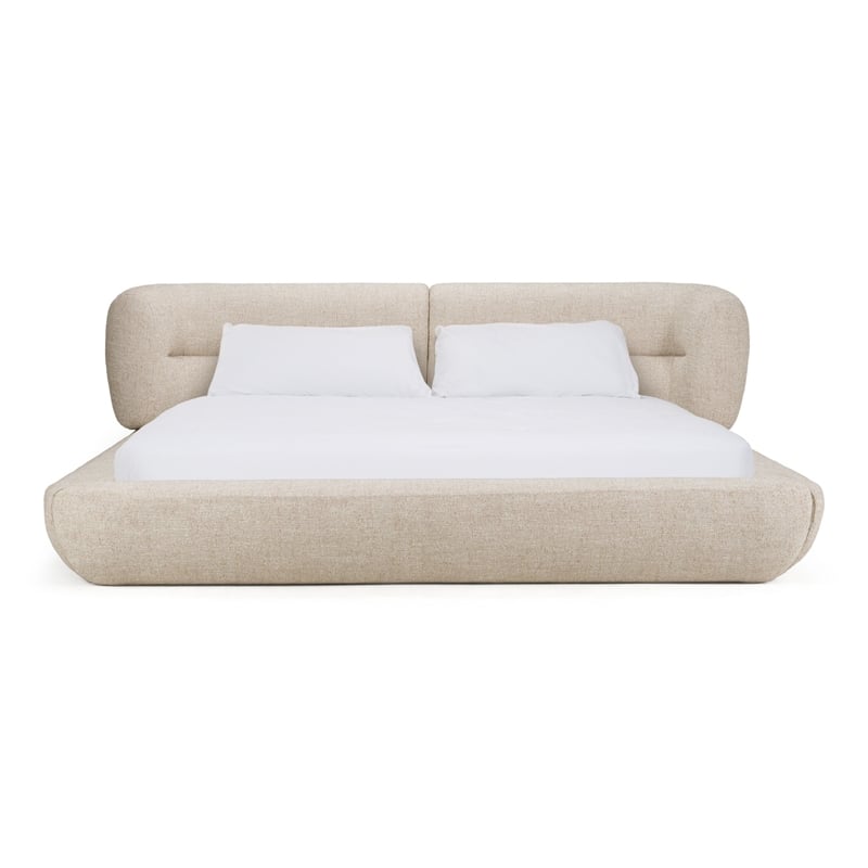 Pasha - Modern Cream Fabric Bed Eastern King