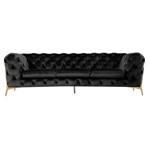 Divani Casa Sheila Transitional Velvet & Metal Upholstered Sofa in Black/Gold