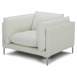 divani casa harvest modern l-grade leather upholstered accent chair in white