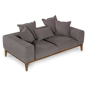 divani casa corina modern linen fabric & wood upholstered loveseat in gray