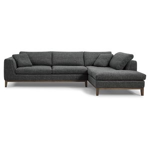 Divani Casa Hickman Modern Polyester Fabric Right Facing Sectional Sofa in Gray