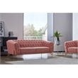 Divani Casa Aiken Modern Velvet & Metal Diamond Tufted Sofa in Salmon Pink/Gold
