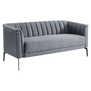 divani casa patton modern polyester fabric & metal sofa in dark gray/black