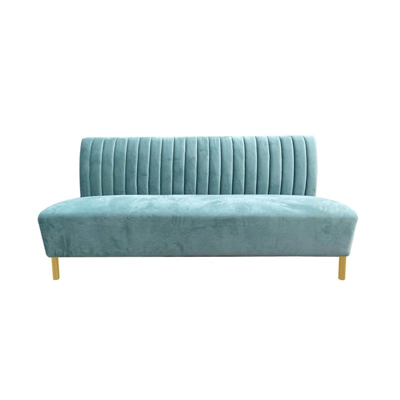 Divani Casa Mosko Modern Fabric & Stainless Steel Sofa in Light Green/Gold