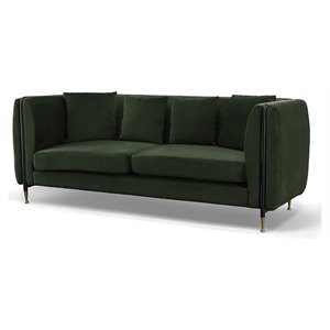 Divani Casa Oswego Modern Velvet & Metal Upholstered Sofa in Dark Green