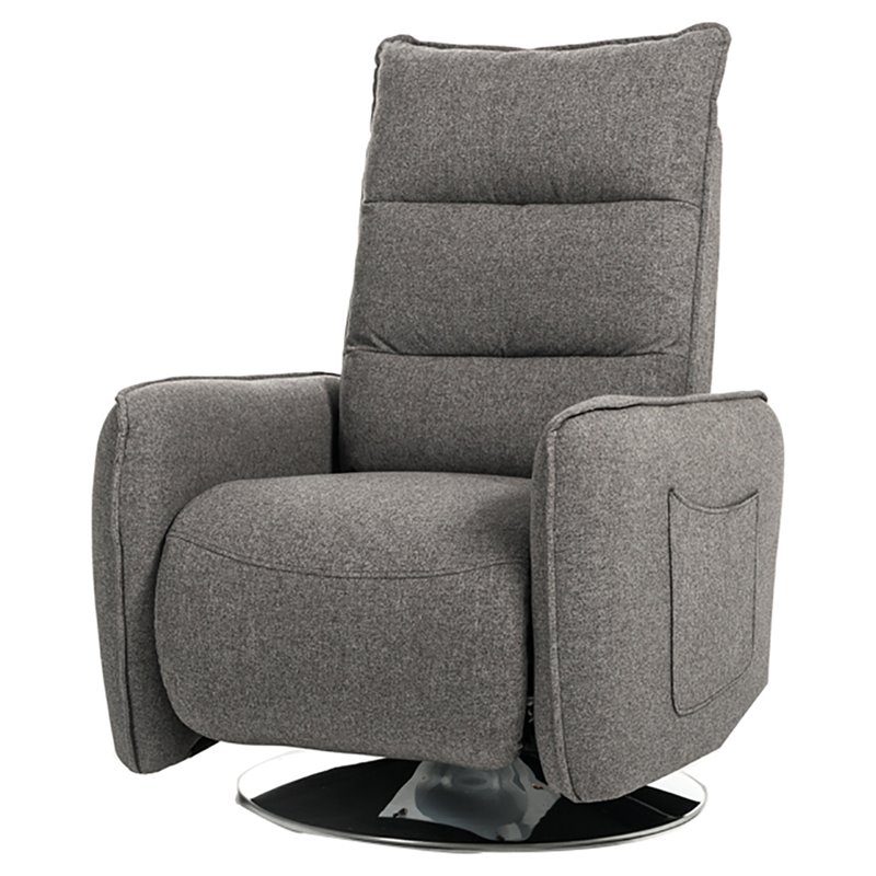 Divani Casa Fairfax Round Modern Polyester Fabric Recliner Chair in Gray