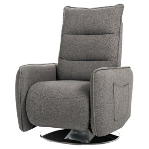 divani casa fairfax round modern polyester fabric recliner chair in gray
