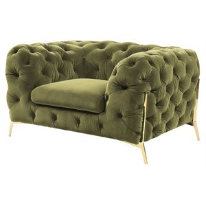 Divani Casa Sheila Transitional Fabric & Metal Accent Chair in Green/Gold
