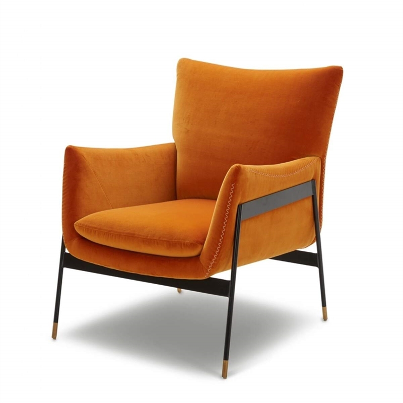 Divani Casa Joseph Modern Fabric & Metal Accent Chair in Orange/Black
