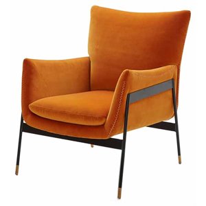 divani casa joseph modern fabric & metal accent chair in orange/black