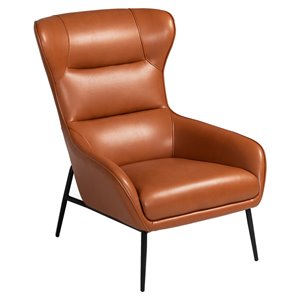 divani casa susan modern faux leather upholstered accent chair in orange/black