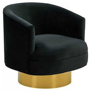 divani casa basalt modern fabric & stainless steel accent chair in black/gold