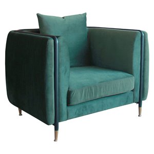 divani casa oswego modern velvet & metal accent chair in dark green jade