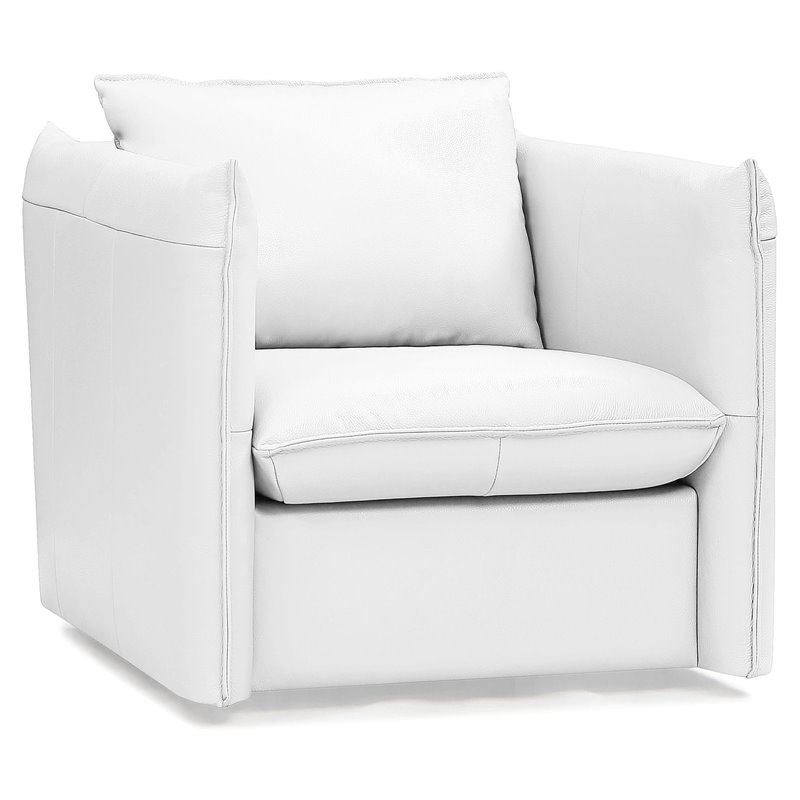 Divani Casa Tamworth Modern Leather Upholstered Swivel Accent Chair in White