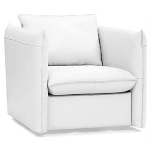 divani casa tamworth modern leather upholstered swivel accent chair in white