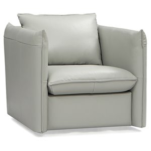 divani casa tamworth modern leather & metal swivel accent chair in gray