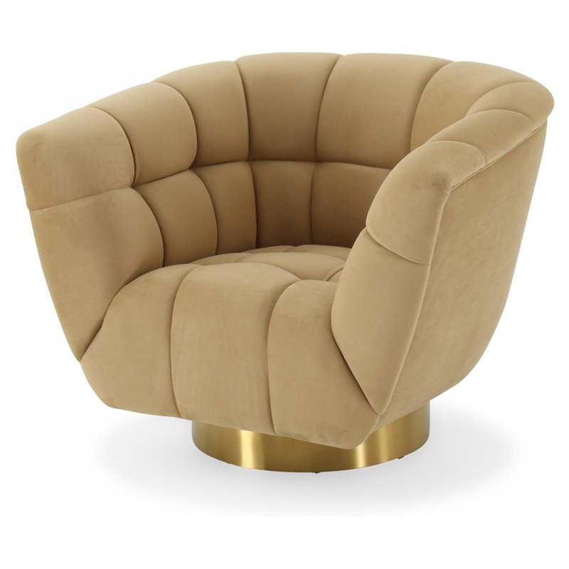 Divani Casa Granby Polyester Fabric Accent Chair in Mustard Yellow/Gold