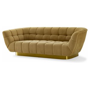 Divani Casa Granby Fabric & Stainless Steel Sofa in Mustard Yellow/Gold