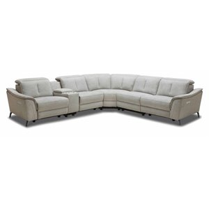 Divani Casa Lloyd Modern Fabric Sectional with Recliners & Console in Gray