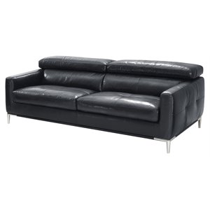 divani casa natalia modern metal & leather upholstered sofa in black