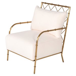 divani casa ignacio velvet & stainless steel accent chair in white/gold