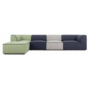 Divani Casa Polo 5-Piece Modern Fabric & Wood Sectional Sofa in Multi-Color