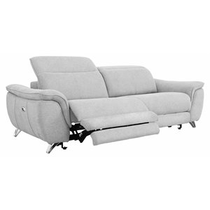 divani casa paul polyester fabric loveseat w/ electric recliners in gray