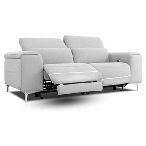 divani casa cyprus contemporary fabric loveseat w/ electric recliners in gray