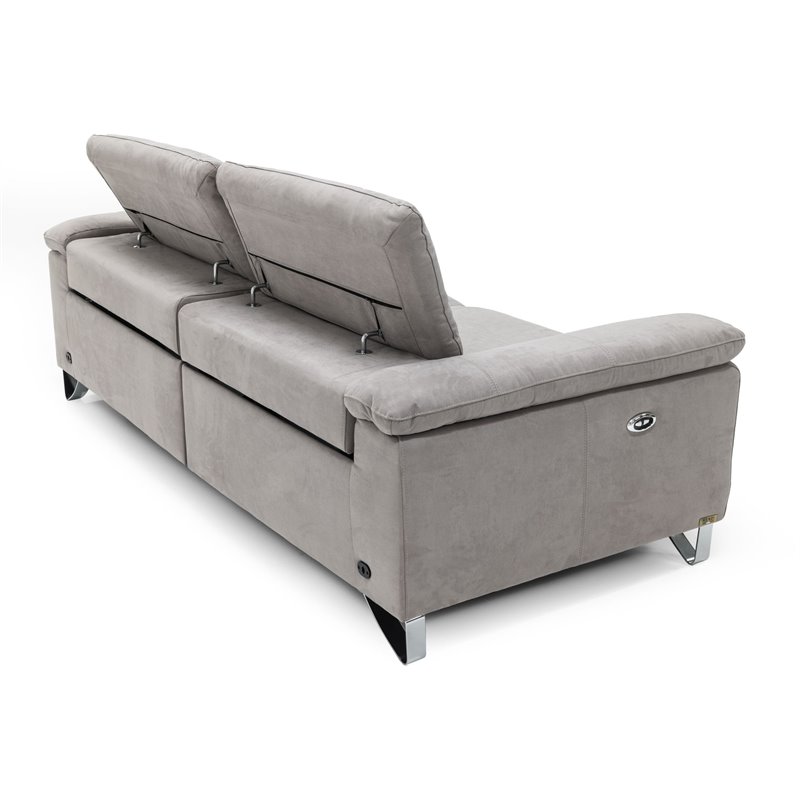 Divani Casa Maine Modern Fabric & Stainless Steel Loveseat in Light Gray